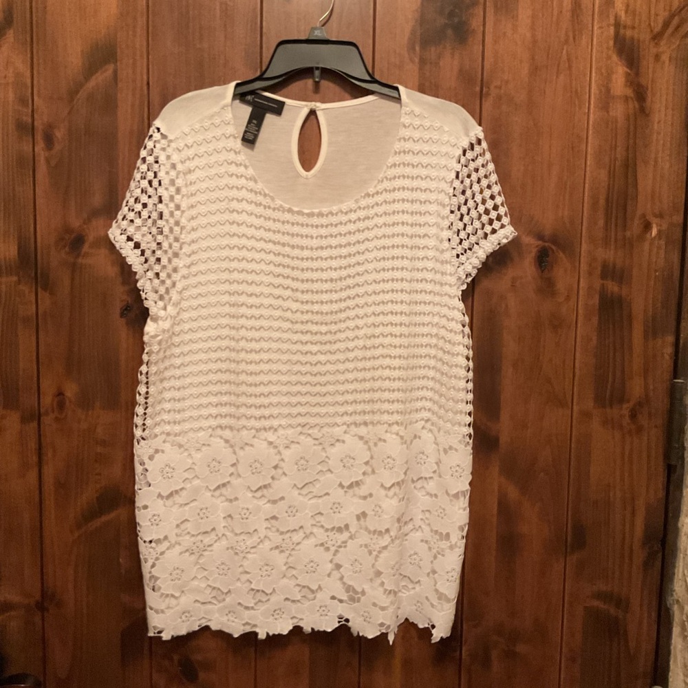 INC International Concepts White Lace Blouse